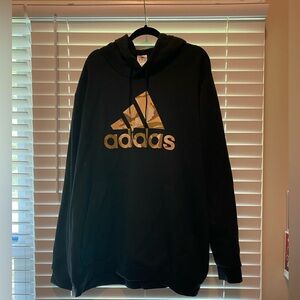 Adidas Camo Sweatshirt Hoodie Athletic Logo Black Men Size 3XLT Camo Graphic